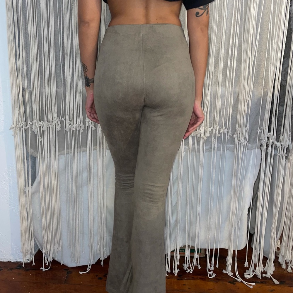 Honey Belle Suede Tan Flare Bell Bottoms